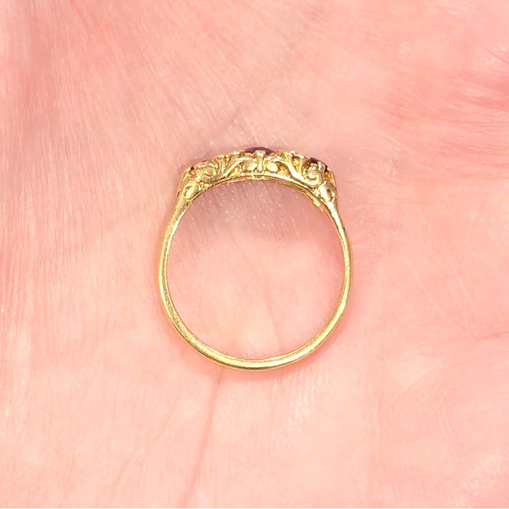18K Ruby Diamond Edwardian Ring, 1960s Recreation Size 6.75 - Picture 10 of 15